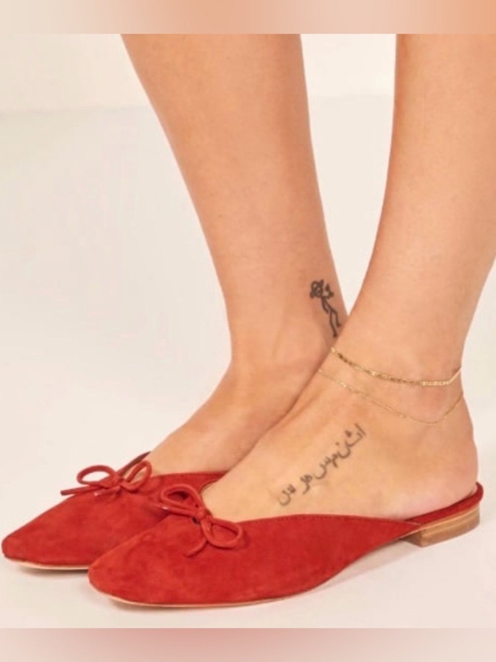 Reformation Belle Suede Flats Red Size 8 - Picture 2 of 15
